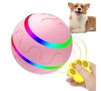 Active Rolling Ball for Dogs - Rechargeable Silicone Dog Ball with LED Light, Remote Control Waterproof Pet Ball Toy, Interactive Moving Toy with Motion Sensor for Puppies