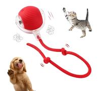 Active Rolling Ball With Tail For Dogs, Smart Rolling Ball For Cats & Dogs, 360° Smart Rollings Pet Balls With Tail, Active Play & Chase, Usb Rechargeable Self-Moving Dog Balls (Red)