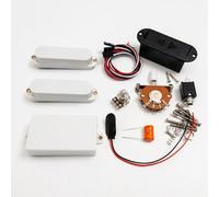Active SSH Electric Guitar Pickups Set - 81 Bridge Humbucker & Dual Active Single Coils with 25K Pots, Wiring Kit & Battery Box - Compatible with Strat-Style Guitars (White Pckups 1 Pot)