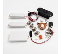 Active SSH Electric Guitar Pickups Set - 81 Bridge Humbucker & Dual Active Single Coils with 25K Pots, Wiring Kit & Battery Box - Compatible with Strat-Style Guitars (White Pckups 4 Pot)
