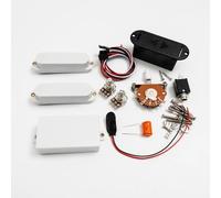 Active SSH Electric Guitar Pickups Set - 81 Bridge Humbucker & Dual Active Single Coils with 25K Pots, Wiring Kit & Battery Box - Compatible with Strat-Style Guitars (White Pckups 2 Pot)
