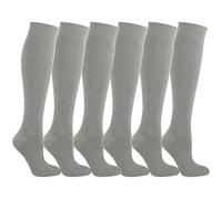 Active Star 3/6/12 Pairs Girls Cotton Back To School Socks, Children Kids Knee High School Uniform Socks Party Wear Plain Long Sock Stockings(Grey 6 Pairs, 2-3 Years)
