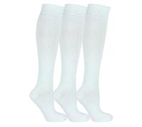 Active Star 3/6/12 Pairs Girls Cotton Back To School Socks, Children Kids Knee High School Uniform Socks Party Wear Plain Long Sock Stockings(White 3 Pairs, 2-3 Years)