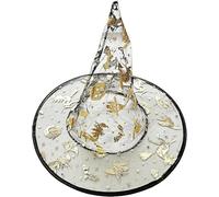 Active Star Halloween Witch Hat for Adults & Kids Ladies Girls Comfortable Pointed Black Witches Hat With Gold Print Fancy Dress Cosplay Party Accessory UK One Size Fits All