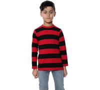 Active Star Kids Long Sleeve T-Shirt - Red and Black Stripes, Comfortable and Stylish for Boys and Girls (UK, Age, 11 Years, 12 Years, Regular, Standard, Red Striped)