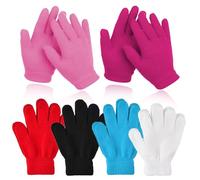 Active Star Kids Magic Gloves 6/12 Pairs, Boys & Girls Winter Soft Warm Full Finger Cozy Stretch Knit Cold Weather Gloves For School, Cycling, Outdoor Play & Travel Age 4-10 (Pack Of 12 - Assorted)