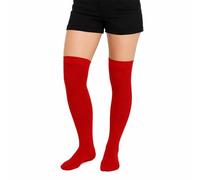 Active Star Ladies Over the Knee Socks Womens Cotton Rich Long Stretch Socks School Uniform Cosplay Dance Festival UK Size 4-6, (Red)