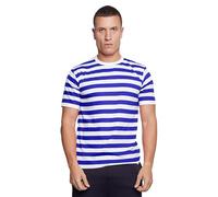 Active Star® Mens Womens Red & White Striped T-Shirt, Casual Unisex Red Black Blue and White Crew Neck Short Sleeve Stripes Dailywear Summer Book Week Top Adults UK Size S-XXL, Blue White-M