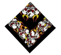 Active Star Skull Print Bandana Head Scarf, Unisex Neckerchief Novelty Pirate Skulls & Bone Printed Hair Bands Neck Wrist Wrap Fashion Accessory For Outdoor Activities, Fire and Skull - 01 Pcs