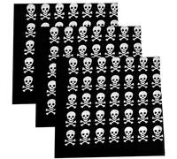 Active Star Skull Print Bandana Head Scarf, Unisex Neckerchief Novelty Pirate Skulls & Bone Printed Hair Bands Neck Wrist Wrap Fashion Accessory For Outdoor Activities, Skull and Bone - 03 Pcs