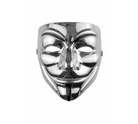Active Star Vendetta Anonymous Hacker Smile Mask for Adults & Kids, Scary Fancy Dress Costume Accessory for Halloween, World Book Week, Cosplay, Masquerade Party & Themed Events, (Silver)
