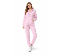 Active Star Womens Tracksuit Zipper Jacket Top and Jogging Pants Set, Ladies 2 Pieces Casual Plain Long Sleeve Sweatsuit Co-ord Sets Lounge Wear Outfit UK Size S-XXL, (Baby Pink - Medium)