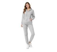 Active Star Womens Tracksuit Zipper Jacket Top and Jogging Pants Set, Ladies 2 Pieces Casual Plain Long Sleeve Sweatsuit Co-ord Sets Lounge Wear Outfit UK Size S-XXL, (Grey Melange - Medium)
