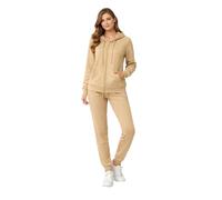 Active Star Womens Tracksuit Zipper Jacket Top and Jogging Pants Set, Ladies 2 Pieces Casual Plain Long Sleeve Sweatsuit Co-ord Sets Lounge Wear Outfit UK Size S-XXL, (Dark Oyster - XXL)