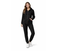 Active Star Womens Tracksuit Zipper Jacket Top and Jogging Pants Set, Ladies 2 Pieces Casual Plain Long Sleeve Sweatsuit Co-ord Sets Lounge Wear Outfit UK Size S-XXL, (Black - XXL)