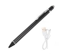 Active Stylus Pen, Capacitive Stylus Pen with Fine 1-2mm Tip, Slim Aluminum Alloy Touch Screen Pen for iPhone Android Tablet, Rechargeable 5V 0.2A with USB Cable (Black)