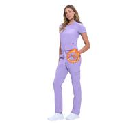 ACTIVE UNIFORMS Women's 11 Pocket Cargo Scrub Set - Cool Stretch Lightweight Medical Scrub Set for Nurses & Healthcare (Lavender, Medium)