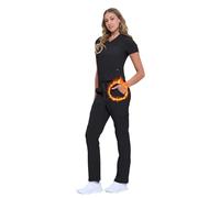 ACTIVE UNIFORMS Women's 11 Pocket Cargo Scrub Set - Cool Stretch Lightweight Medical Scrub Set for Nurses & Healthcare (Black, X-Small)