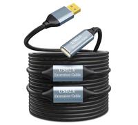 Active USB 2.0 Extension Cable 25M/82FT, USB-A Male to Female, 3 Repeaters | 3 signal boosters, pure copper core, 5-layer shielding and gold-plated connectors provide stable 480Mbps transfer over 25M