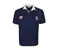 ACTIVE WEAR England T Shirt White Bold Navy Blue Pattern with Embroidered Logo