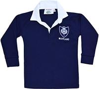 Activewear Scotland Kids Rugby Shirt Long Sleeved Jersey with Collars Classic Retro Top 6 Nation Size 22 to 33 (32, Navy/White Color)