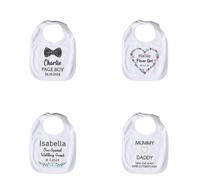 Active Window Films Personalised Baby Wedding Bib - Custom Baby Wedding Favour, Guest, or Gift - 100% Cotton Bib for Page Boy, Flower Girl, Special Guest