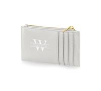 Active Window Films Personalised Card Holder, Monogram, Initial Purse, Credit Card Coin Purse, Initial cardholder, Personalised Purse, Gift for her (Style 4, White on Grey)