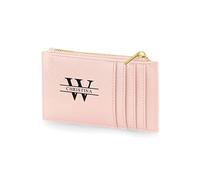 Active Window Films Personalised Card Holder, Monogram, Initial Purse, Credit Card Coin Purse, Initial cardholder, Personalised Purse, Gift for her (Style 4, Black on Pink)