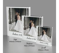 Active Window Films Personalised photo block, printed polaroid style, glass-like plaque, custom message/name, free-standing acrylic photo gift (Large (200mm x 230mm))