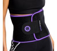 ActiveGear Waist Trainer for Women & Men - Sweat Band Waist Trimmer Belt for a Toned Look - Reinforced Trim and Extra Secure Fastening (Purple Hem, Medium: 8” x 42”)