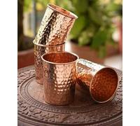 Activelife Hammered Design Pure Copper Tumbler Set of 4 | Premium Quality Copper Tumblers for Home, Office, Travel, and Gifting - Each 10.08 Ounce