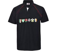 Activewear Children Rugby Shirts 6 Nation All Team Supporter Fan (M & Black)