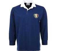 Activewear Men’s Rugby Full Sleeve with Rounded Collar Shirt| Italia Embroidered Logo Collar Style | Blue, 3XL