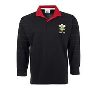 Activewear Rugby Full Sleeve Shirts with Wales Welsh Retro Cymru Embroidered Logo (Small, Black)