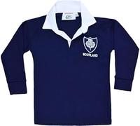 Activewear Scotland Kids Rugby Shirt Long Sleeved Jersey with Collars Classic Retro Top Size 1 Year to 13 Year (11 Years, 12 Years, Navy)