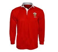 Activewear Wales Welsh Retro Cymru Rugby Shirtsby Active WEAR Size S M L XL XXL 3XL 4XL 5XL Full Sleeve Exclusive (M, RED/White Colour)