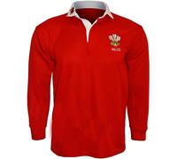 Activewear Wales Welsh Retro Cymru Rugby Shirtsby Active WEAR Size S M L XL XXL 3XL 4XL 5XL Full Sleeve Exclusive (XL, RED/White Colour)