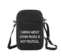 Activist Social Justice Gift Caring About Other People Is Not Political Crossbody Bag Liberalism Gifts Political Gift (CARING ABOUT b UK)