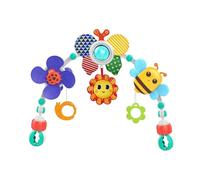 Activity Arch Toys - Honeybee Travel Play Accessory | Foldable Stroller Crib Arch with Teether Rattle Crinkle Sound Car Seat Entertainment Development Toy