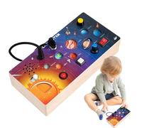 Activity Board for kids | Wooden Solar System Board for Kids | Vivid Space Pattern, Portable Fine Motor Skills Game, LED Light Controller for School, Car, Airplane, Home, Boys, Girls