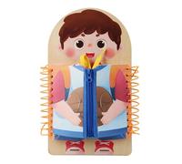 Activity Board - Wooden Zipping Basic Skills, Buckling Lacing, 11.81x7.68 Inch Fine Motor Development Board | Preschool Daycare, Going Home, Play Kindergarten