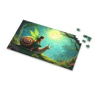 Activity Books For Kids Ages 6-8 A Fairy Rides A Giant Snail Under A Full Moon Picture Puzzle 500 Piece Puzzles For Adults 500 Piece Puzzles For(1000PCS)