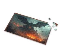 Activity Books For Kids Ages 6-8 Castle On Fire: A Gothic Fantasy Scene With Giant Wings Picture Puzzle Jigsaw Toys For Boys 6-8(500PCS)