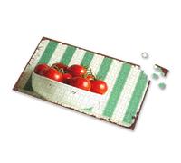 Activity Books For Kids Ages 6-8 Fresh Tomatoes In A White Bowl Against Green Stripes Picture Puzzle Kids Toys For Girls Gifts For 5 Year Old Girls(1000PCS)