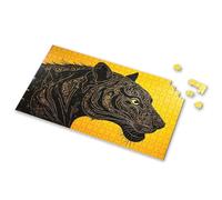 Activity Books For Kids Ages 6-8 Golden Tiger Silhouette On Yellow Background Picture Puzzle 500 Piece Puzzles For Adults 500 Piece Puzzles For(1000PCS)