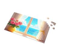 Activity Books For Kids Ages 6-8 Ocean View From The Window With Roses Picture Puzzle Puzzles For Toddlers 2-4 300 Piece Puzzle(300PCS)