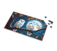 Activity Books For Kids Ages 6-8 Two Snowy Owls Perched On A Branch Under A Full Moon Picture Puzzle Kids Toys For Girls Gifts For 5 Year Old Girls(500PCS)