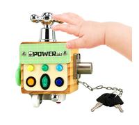 Activity Cube LED Ammeter Design On-Off Button Box Game | Kids Wooden Educational Activity Center for Boys Girls Young Children Focus Curiosity Language Preschool Kindergarten
