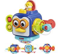 Activity Cube Sensory Toys, Montessori Toys for 1 Year Old Travel Toys for Toddlers on Plan Educational Learning Toys, Gifts for Infant Newborn Boys Girls (Penguin)