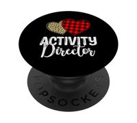 Activity Director Plaid Leopard Print Hearts Appreciation PopSockets Adhesive PopGrip